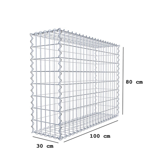 Gabion 100 cm x 80 cm x 30 cm (L x H x D), maskestørrelse 5 cm x 10 cm, spiral