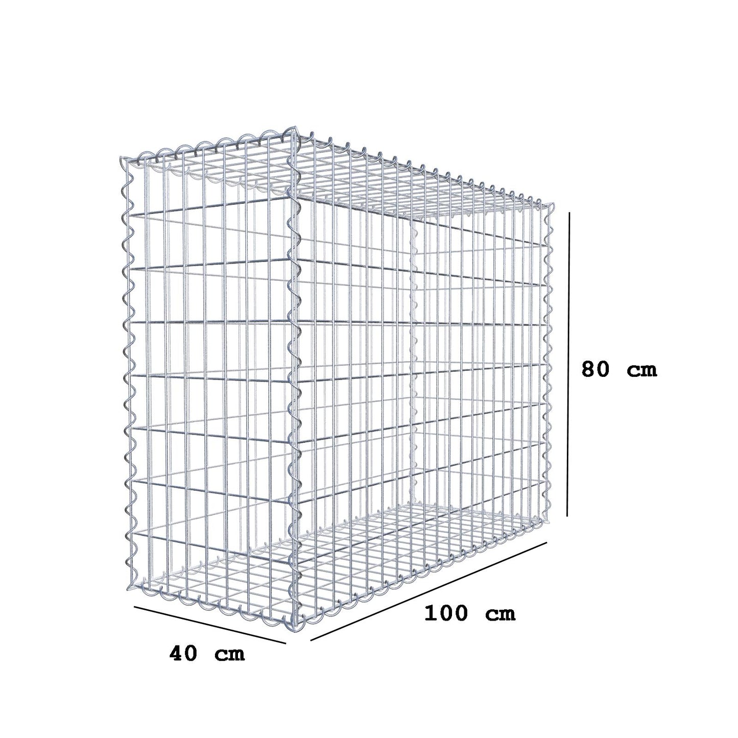 Gabion 100 cm x 80 cm x 40 cm (L x H x P), mailles 5 cm x 10 cm, spirale