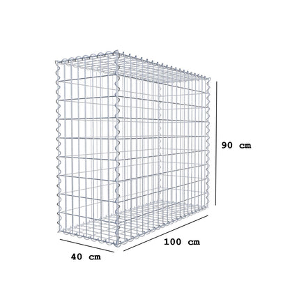 Gabion 100 cm x 90 cm x 40 cm (L x H x D), mesh size 5 cm x 10 cm, spiral