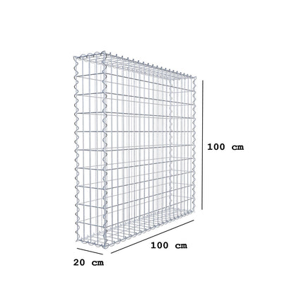 Gabbione 100 cm x 100 cm x 20 cm (L x H x P), maglia 5 cm x 10 cm, spirale