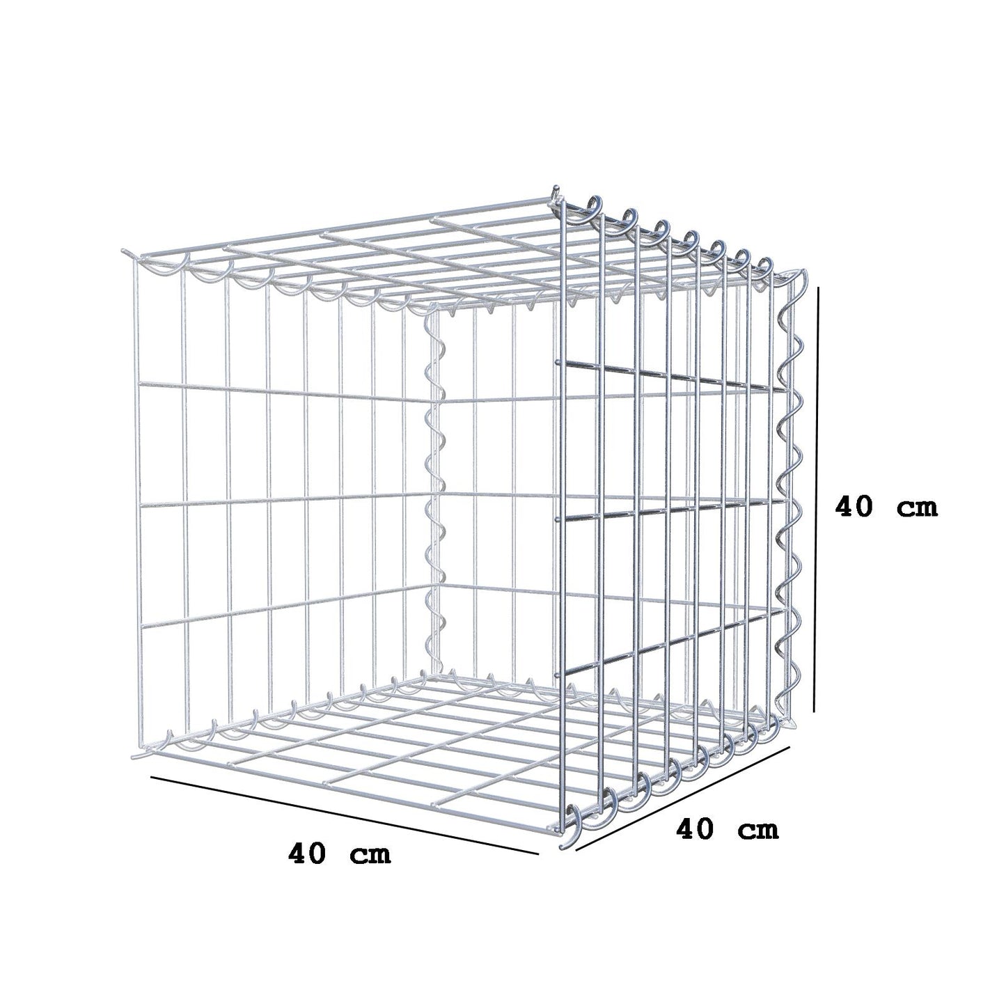 Opvokset gabion type 2 40 cm x 40 cm x 40 cm (L x H x D), maskestørrelse 5 cm x 10 cm, spiral