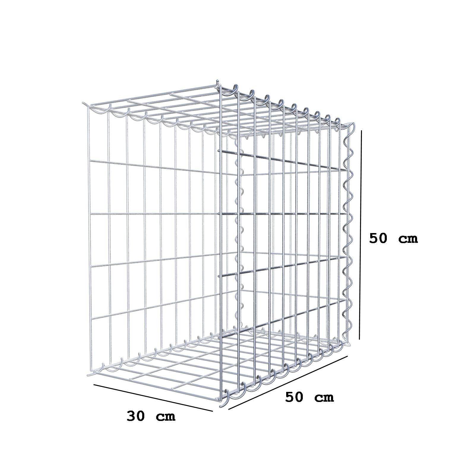 Anbaugabione Typ 2 50 cm x 50 cm x 30 cm (L x H x T), Maschenweite 5 cm x 10 cm, Spirale