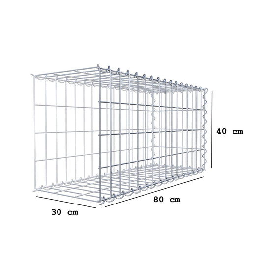Gabião tipo 2 80 cm x 40 cm x 30 cm (C x A x P), malhagem 5 cm x 10 cm, espiral