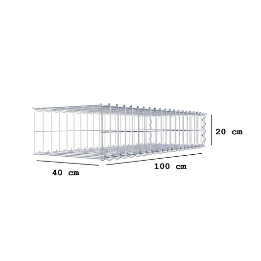 Gabion rapporté type 2 100 cm x 20 cm x 40 cm (L x H x P), mailles 5 cm x 10 cm, spirale