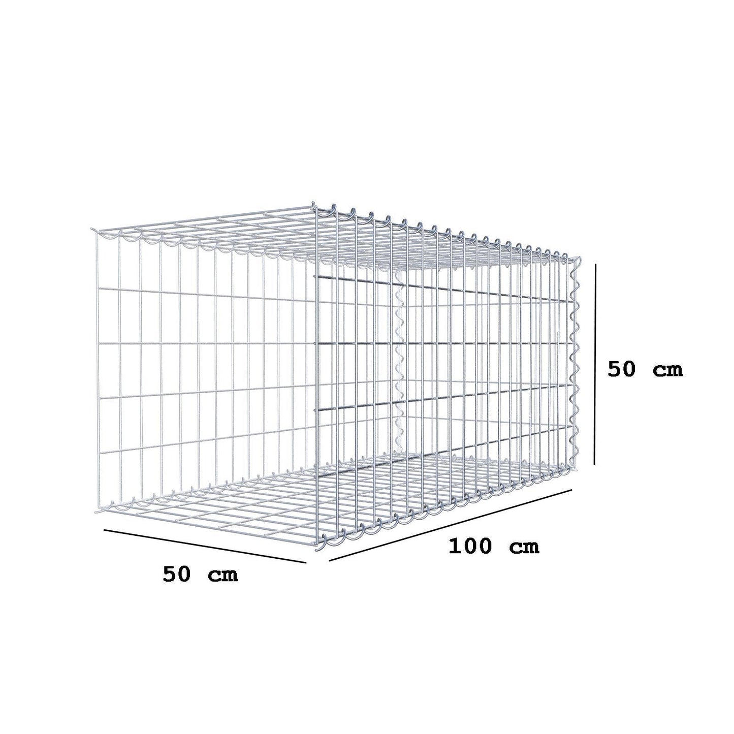Gabion rapporté type 2 100 cm x 50 cm x 50 cm (L x H x P), mailles 5 cm x 10 cm, spirale