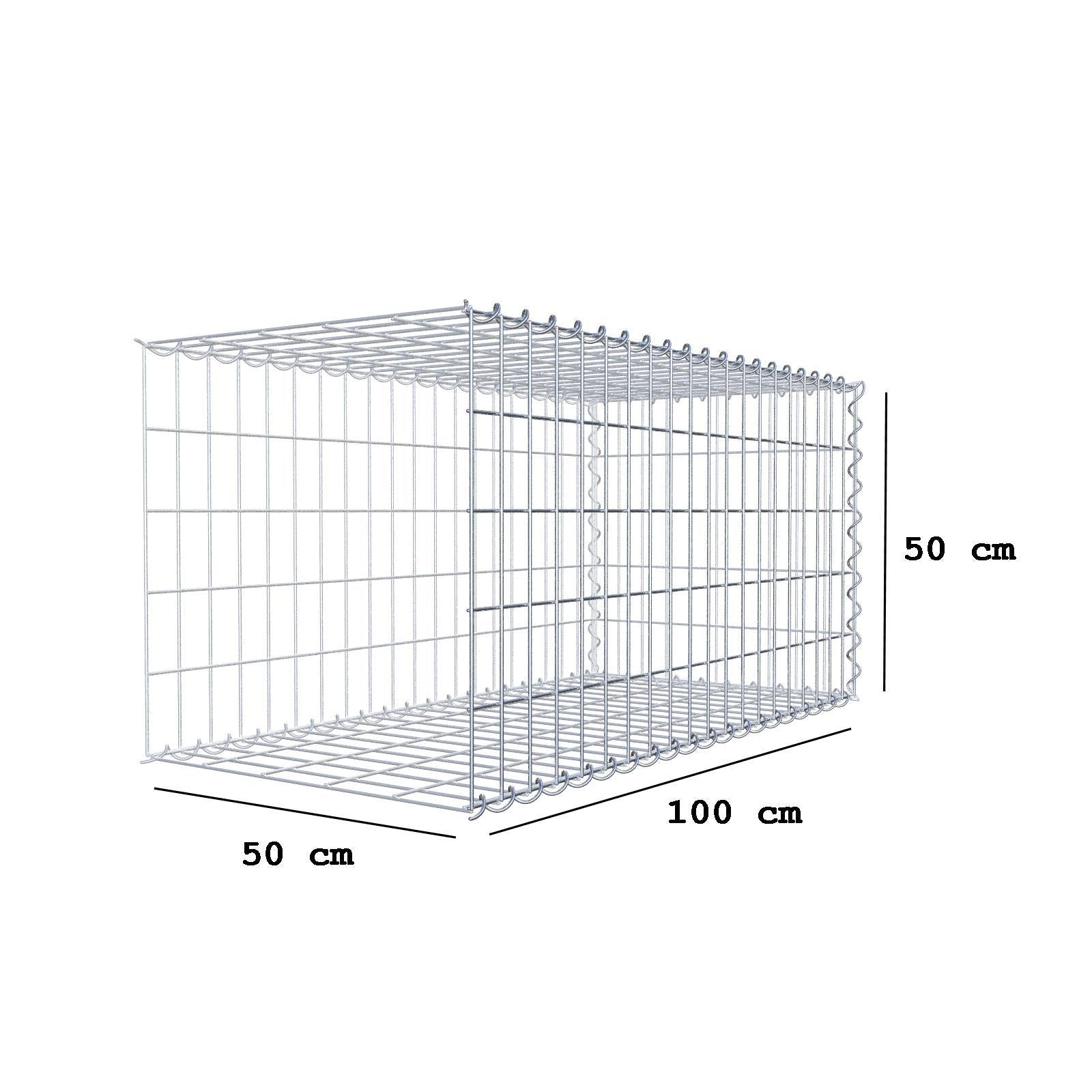 Opvokset gabion type 2 100 cm x 50 cm x 50 cm (L x H x D), maskestørrelse 5 cm x 10 cm, spiral
