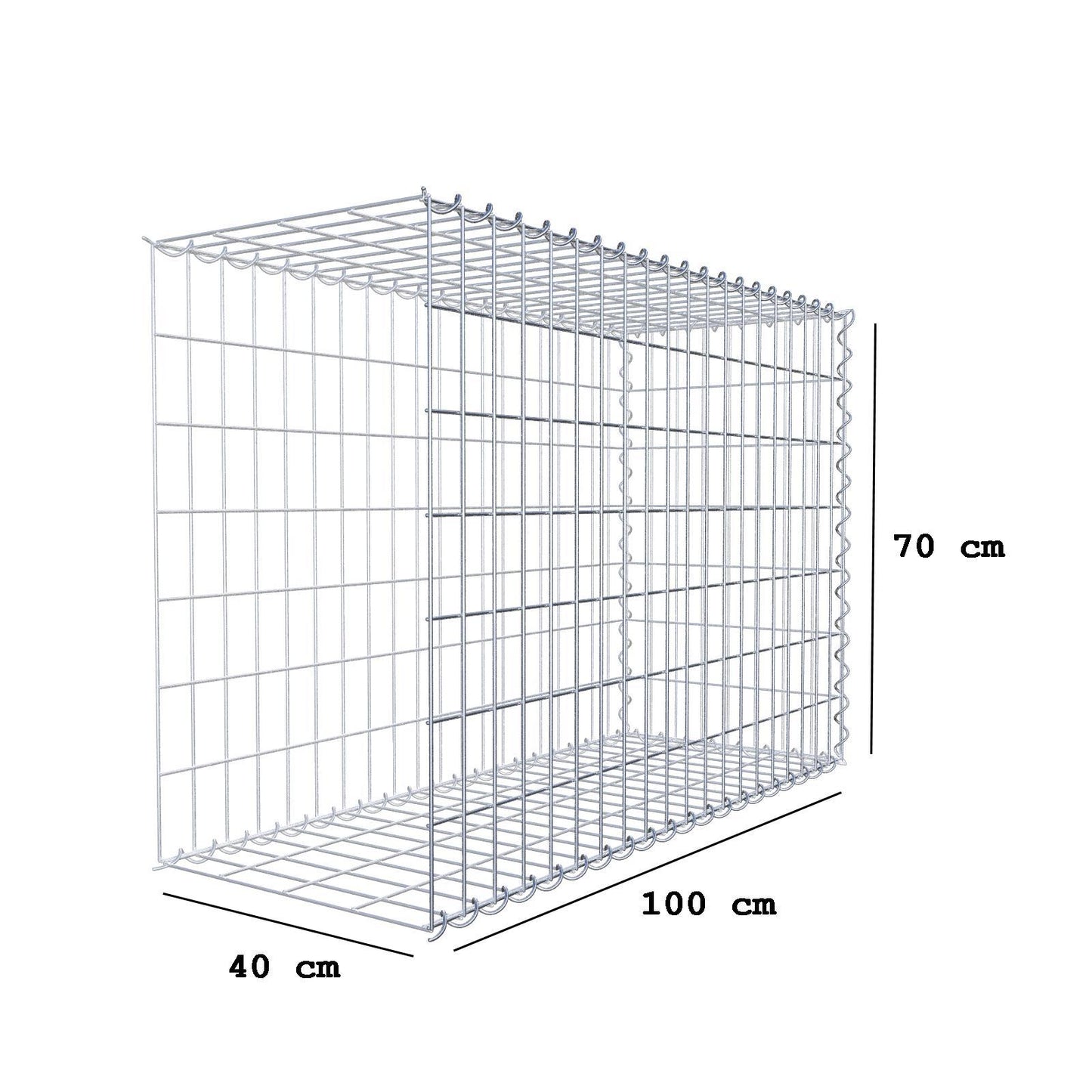 Opvokset gabion type 2 100 cm x 70 cm x 40 cm (L x H x D), maskestørrelse 5 cm x 10 cm, spiral