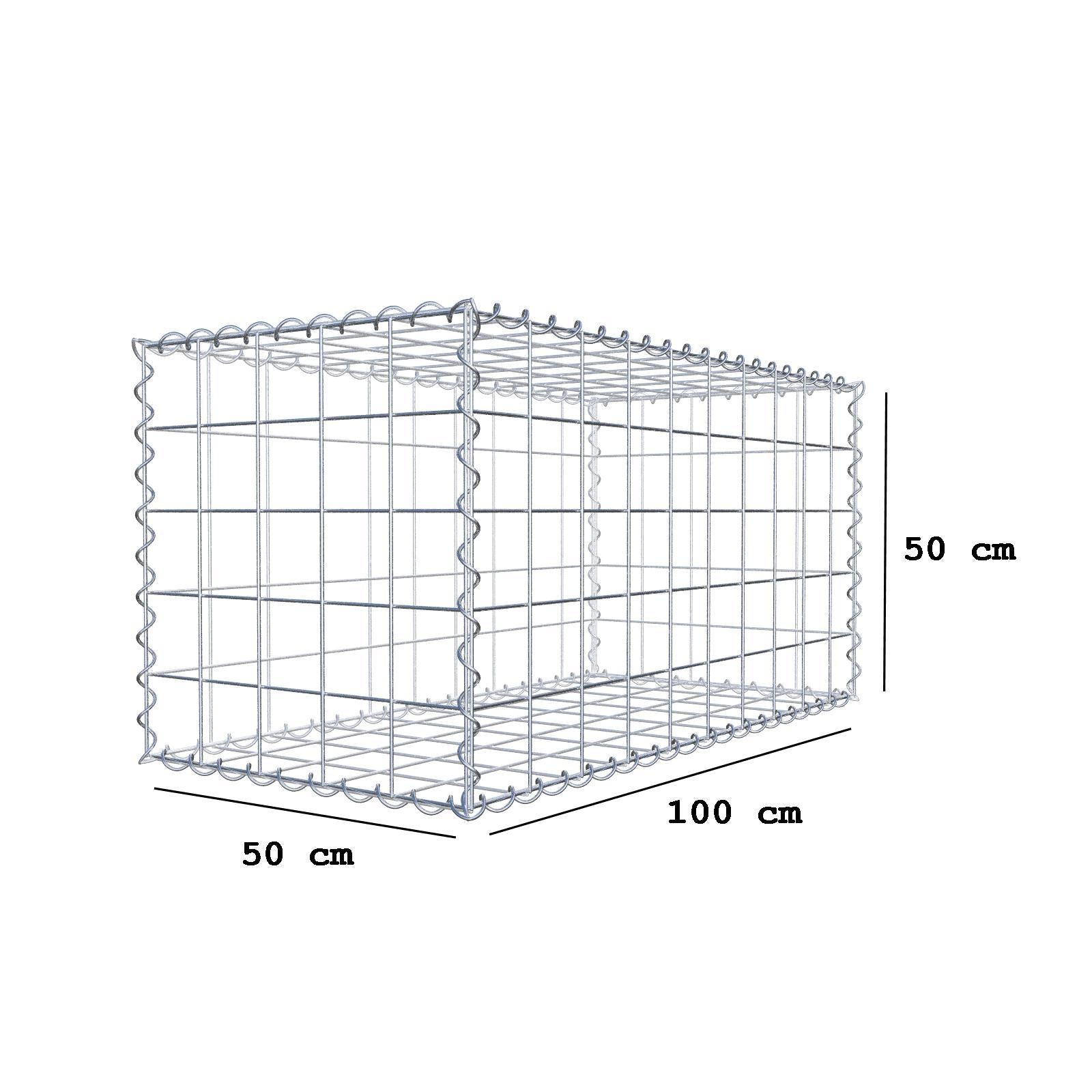 Gabion 100 cm x 50 cm x 50 cm (L x H x D), mesh size 10 cm x 10 cm, spiral