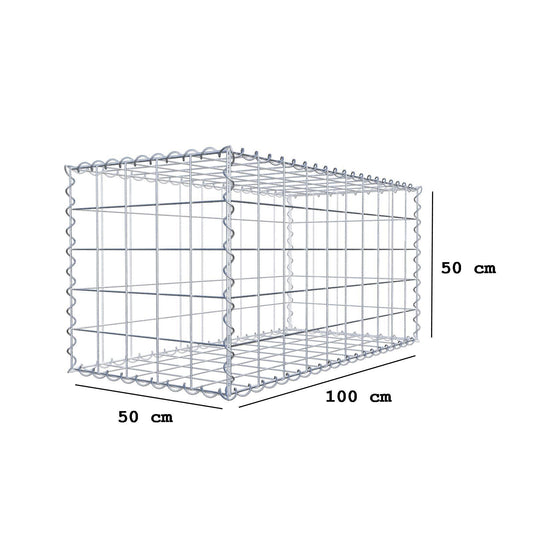 Gabion 100 cm x 50 cm x 50 cm (L x H x D), maskestørrelse 10 cm x 10 cm, spiral
