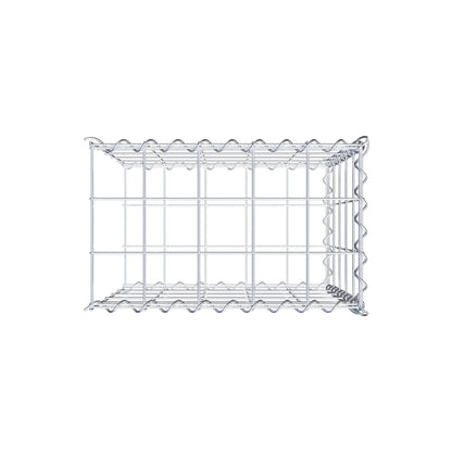 Opbouw schanskorf type 2 50 cm x 50 cm x 30 cm (L x H x D), maaswijdte 10 cm x 10 cm, spiraal