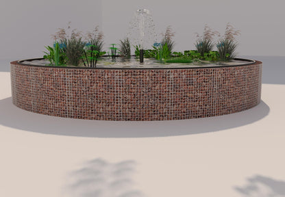 Gabion-dam, rund, ydre diameter 292 cm, højde 80 cm, maskestørrelse 5 x 5 cm, vægtykkelse 15 cm