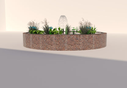 Gabion-dam, rund, ydre diameter 292 cm, højde 80 cm, maskestørrelse 5 x 5 cm, vægtykkelse 15 cm