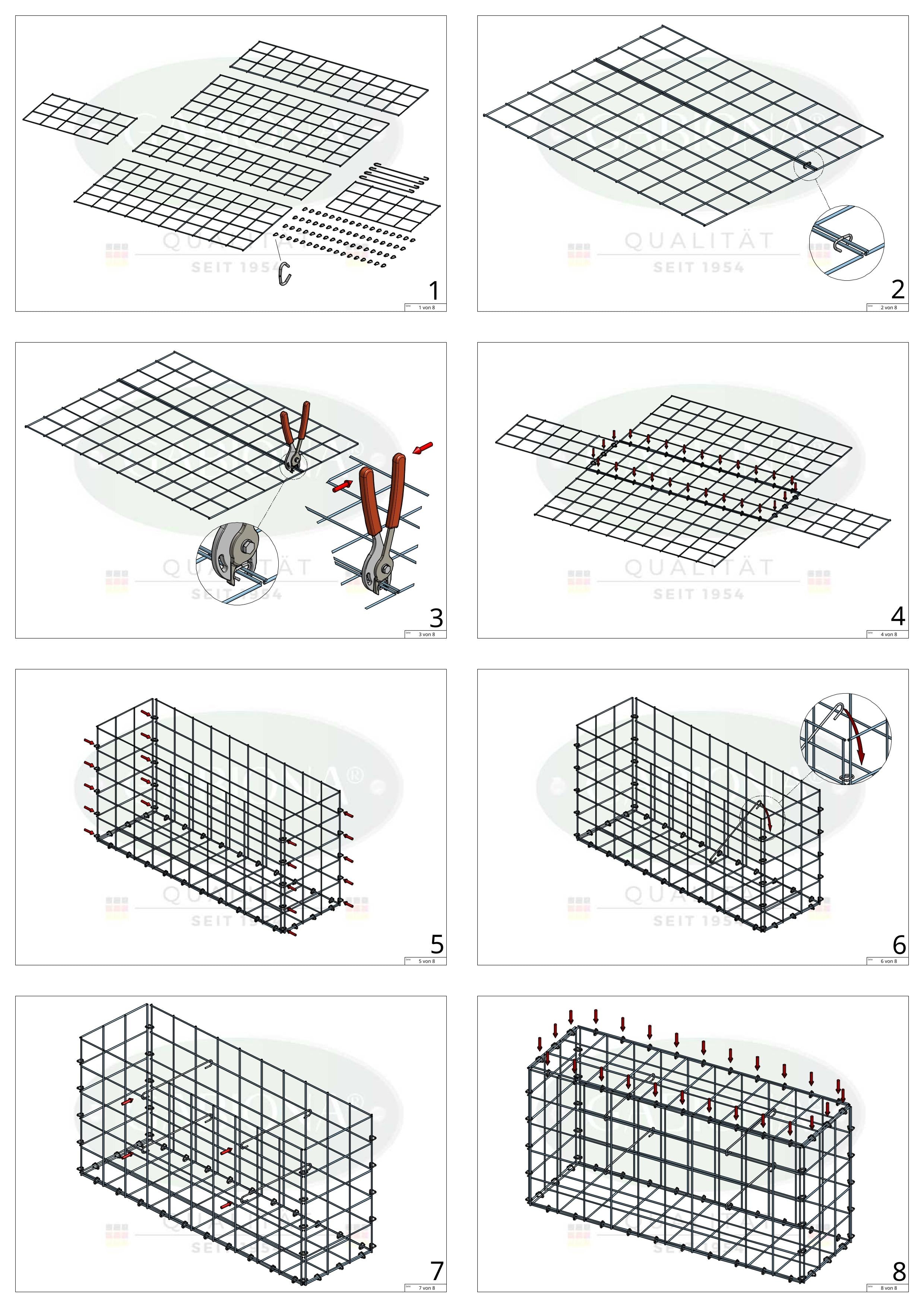 Gabion 50 cm x 40 cm x 40 cm (L x H x D), maskestørrelse 10 cm x 10 cm, C-ring