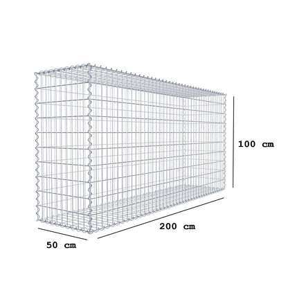 Gabion 200 cm x 100 cm x 50 cm (L x H x D), maskstorlek 5 cm x 10 cm, spiral