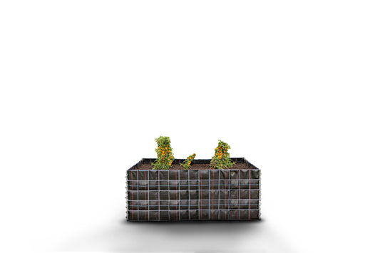 Högbädd, fyrkantig utan stenområde - Längd: 130 cm - Höjd: 50 cm - Djup: 80 cm - Maskstorlek: 10 x 10 cm