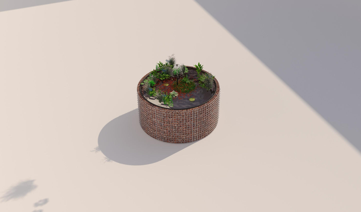 Gabion-dam, rund, ydre diameter 172 cm, højde 80 cm, maskestørrelse 5 x 5 cm, vægtykkelse 15 cm