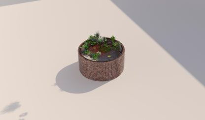 Gabion-dam, rund, ydre diameter 172 cm, højde 80 cm, maskestørrelse 5 x 5 cm, vægtykkelse 15 cm