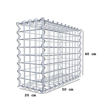 Gabion 50 cm x 40 cm x 20 cm (L x H x D), maskestørrelse 5 cm x 5 cm, spiral