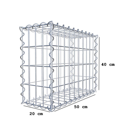 Gabbione 50 cm x 40 cm x 20 cm (L x H x P), maglia 5 cm x 10 cm, spirale
