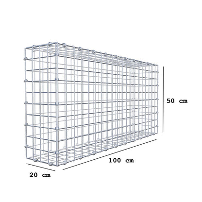 Gabion 100 cm x 50 cm x 20 cm (L x H x P), mailles 5 x 5 cm, anneau en spirale