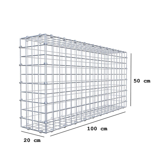 Gabion 100 cm x 50 cm x 20 cm (L x H x D), maskestørrelse 5 x 5 cm, spiralring