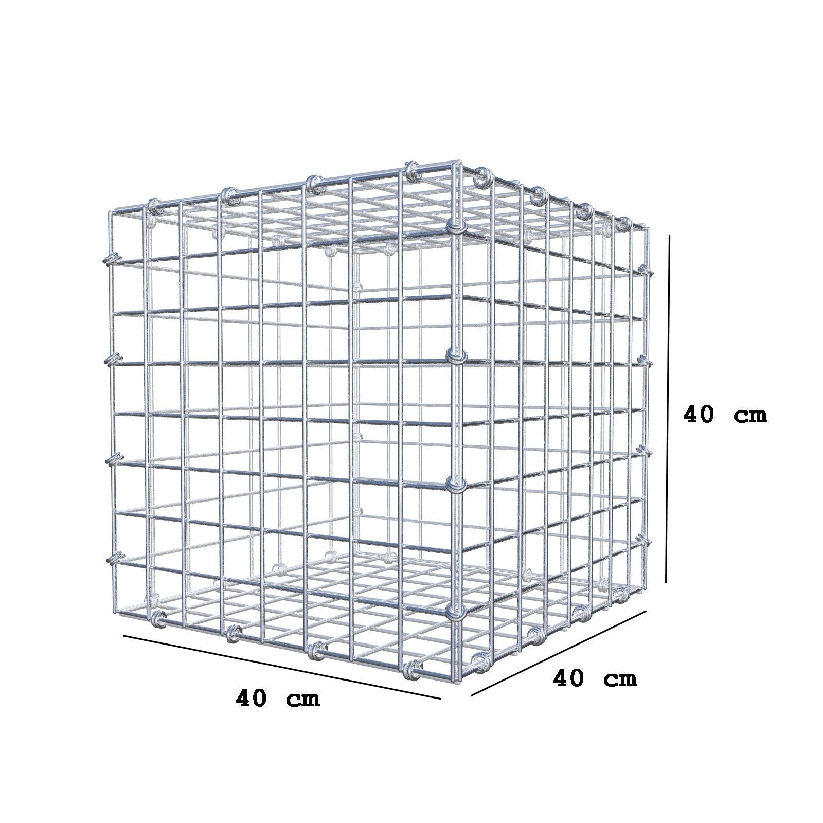 Gabbione 40 cm x 40 cm x 40 cm (L x H x P), maglia 5 x 5 cm, anello a spirale