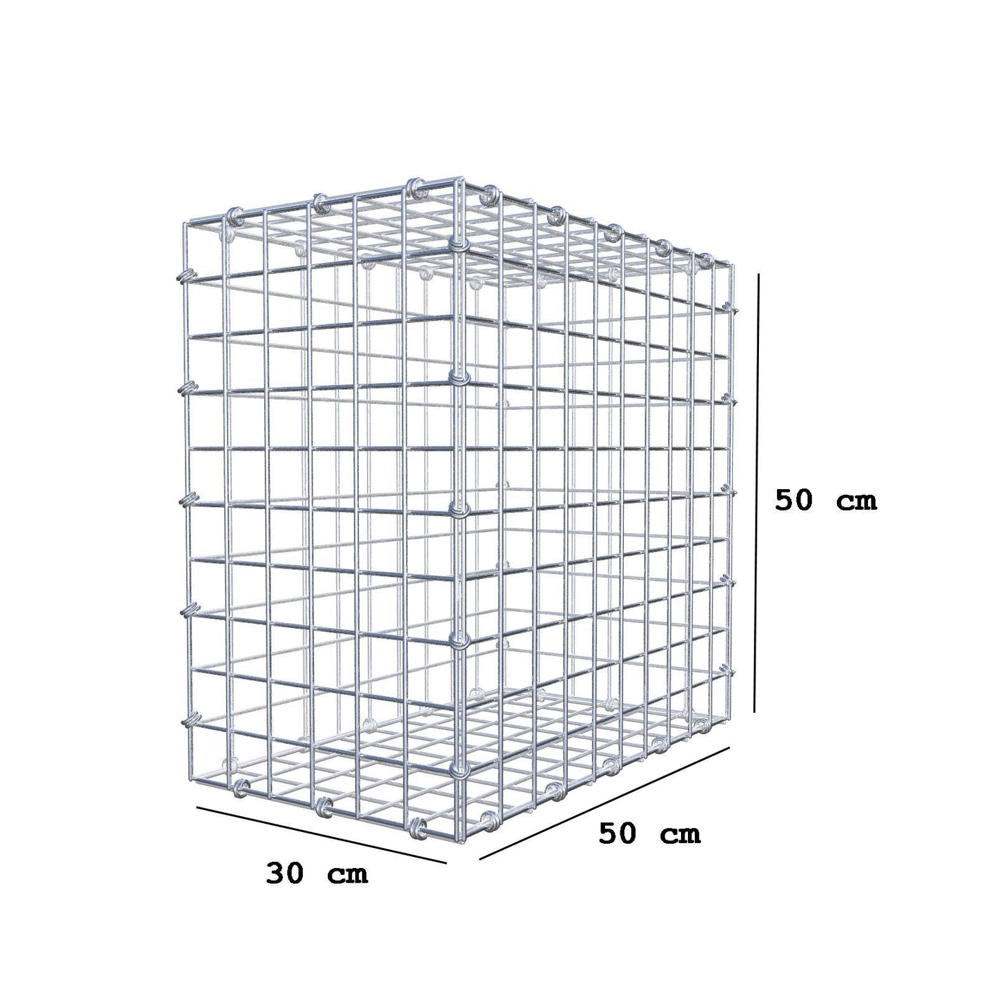 Gabion 50 cm x 50 cm x 30 cm (L x H x P), mailles 5 x 5 cm, anneau en spirale
