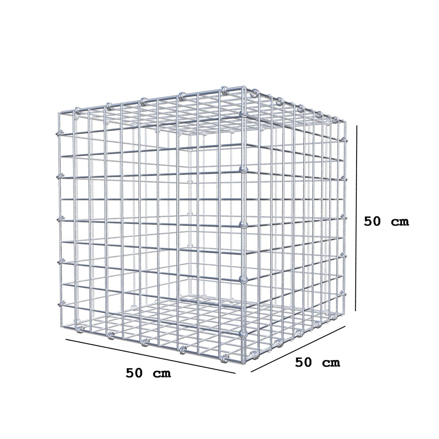 Gabion 50 cm x 50 cm x 50 cm (L x H x P), mailles 5 x 5 cm, anneau en spirale