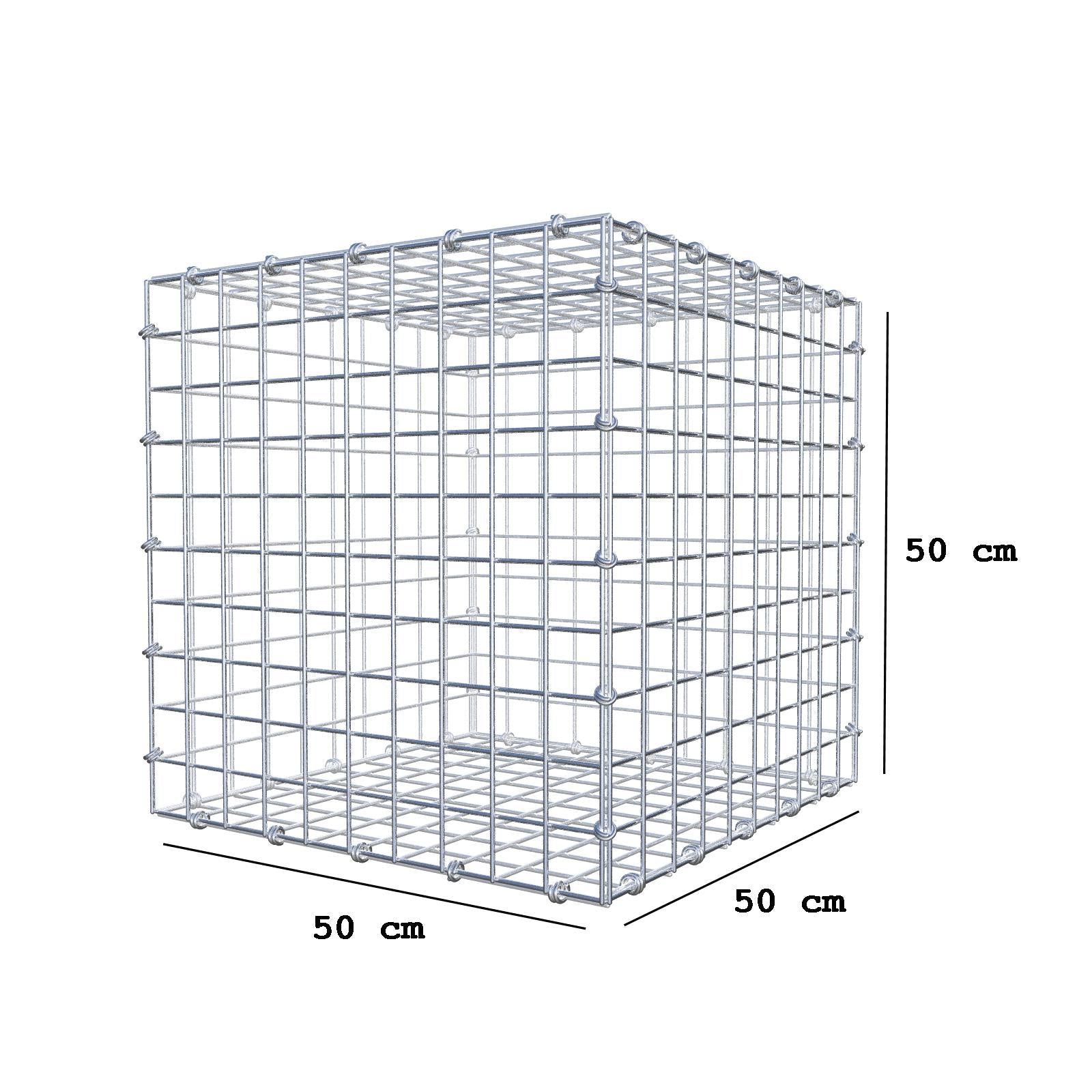 Gabione 50 cm x 50 cm x 50 cm (L x H x T), Maschenweite 5 x 5 cm, Spiralring