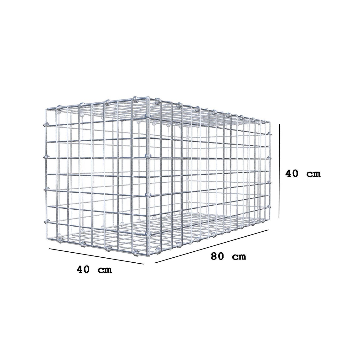 Gabion 80 cm x 40 cm x 40 cm (L x H x D), maskstorlek 5 x 5 cm, spiralring