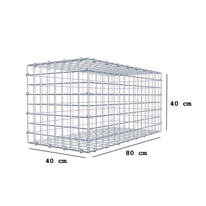Gabion 80 cm x 40 cm x 40 cm (L x H x D), maskstorlek 5 x 5 cm, spiralring