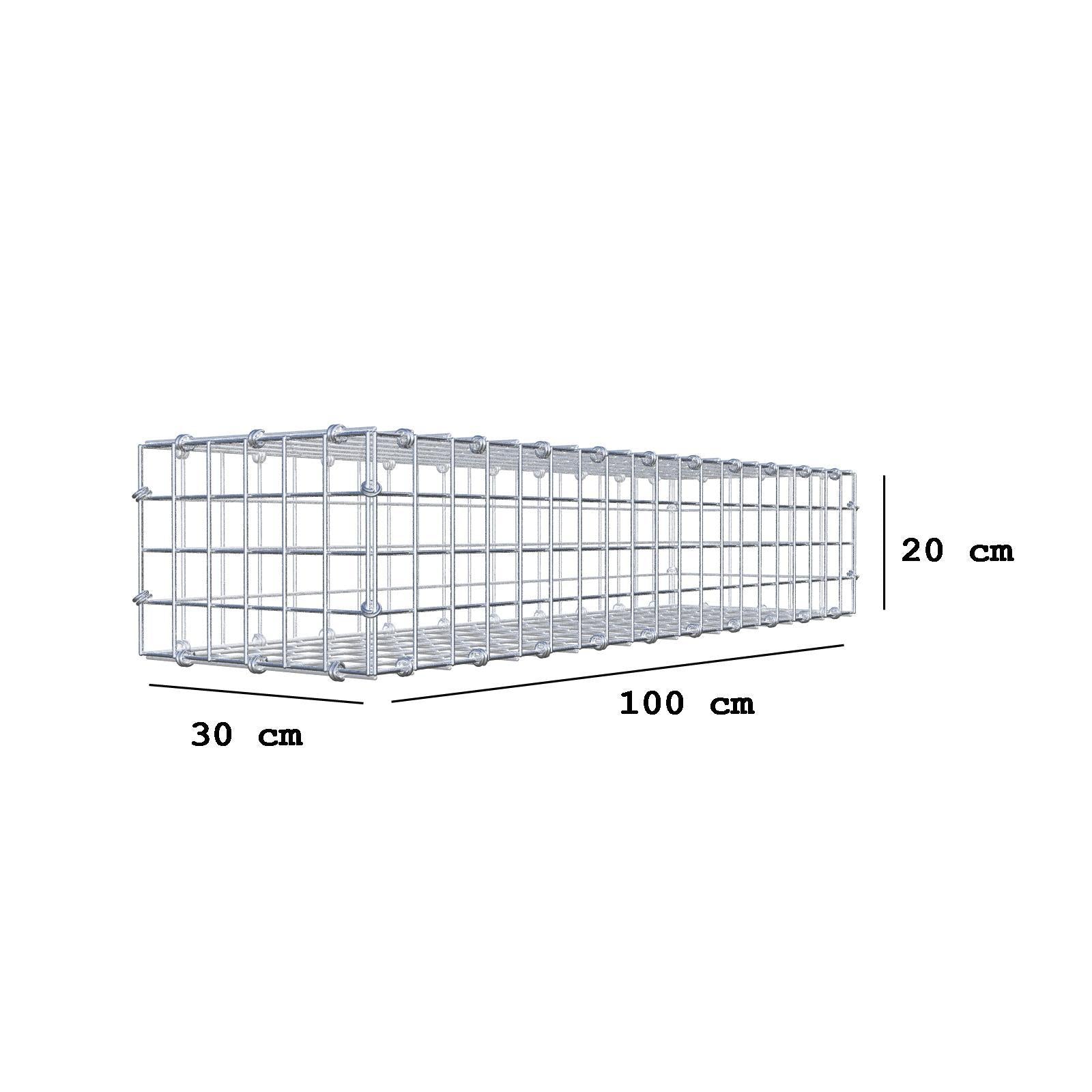 Gabion 100 cm x 20 cm x 30 cm (L x H x D), mesh size 5 x 5 cm, spiral ring