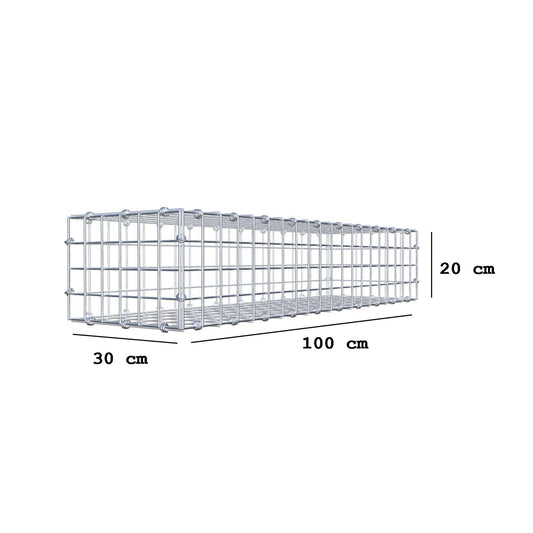 Gabione 100 cm x 20 cm x 30 cm (L x H x T), Maschenweite 5 x 5 cm, Spiralring