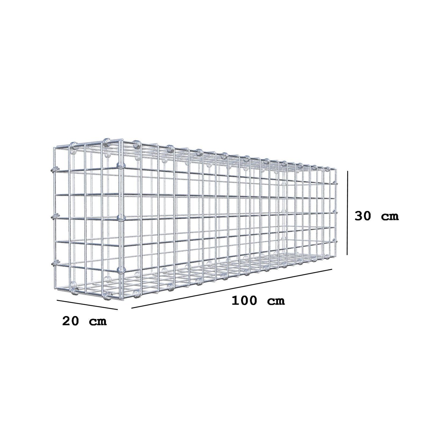 Gabion 100 cm x 30 cm x 20 cm (L x H x P), mailles 5 x 5 cm, anneau en spirale