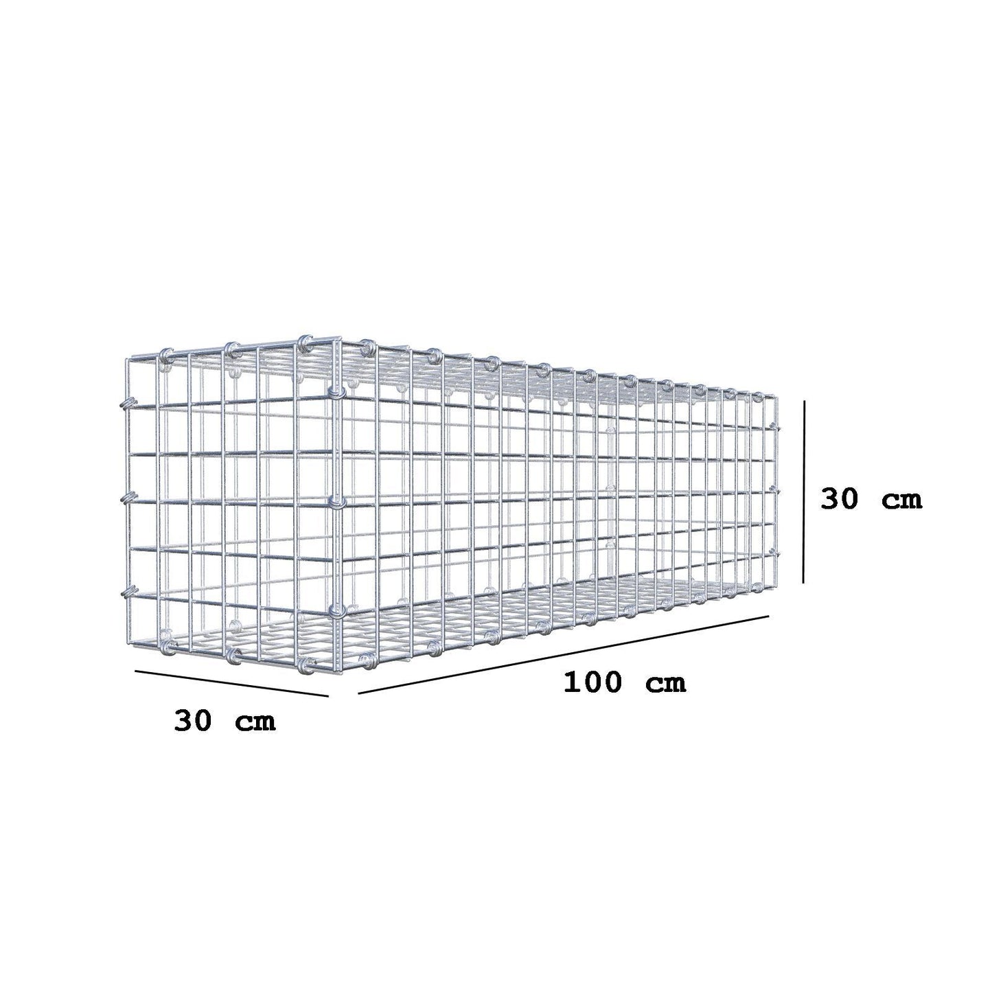 Gabion 100 cm x 30 cm x 30 cm (L x H x P), mailles 5 x 5 cm, anneau en spirale