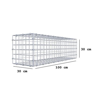 Gabion 100 cm x 30 cm x 30 cm (L x H x P), mailles 5 x 5 cm, anneau en spirale