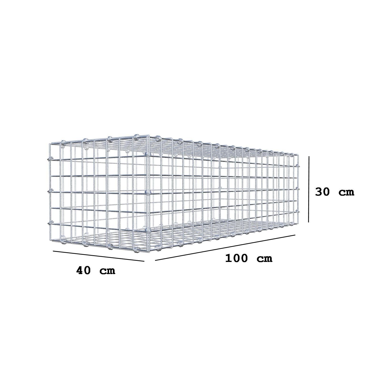 Gabbione 100 cm x 30 cm x 40 cm (L x H x P), maglia 5 x 5 cm, anello a spirale