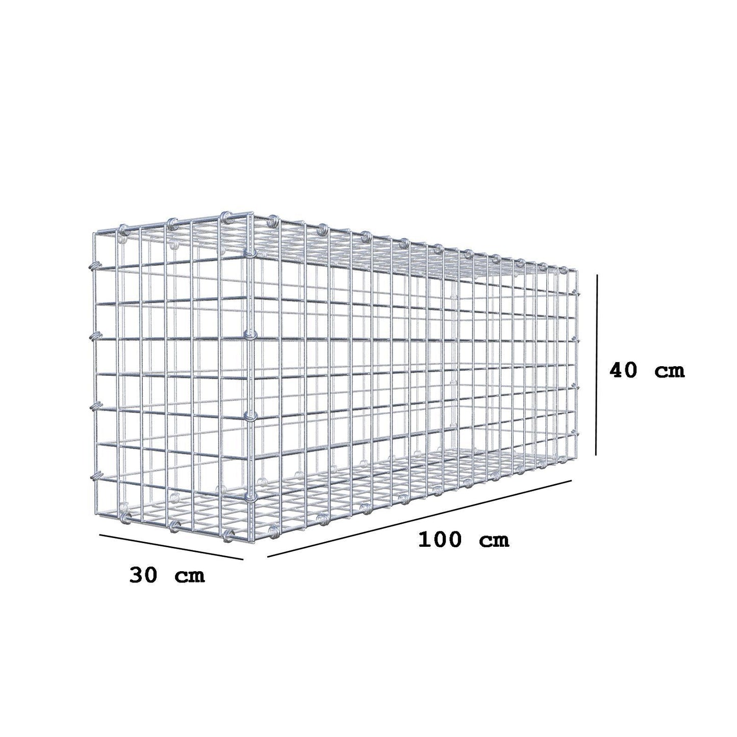 Gabion 100 cm x 40 cm x 30 cm (L x H x D), maskestørrelse 5 x 5 cm, spiralring