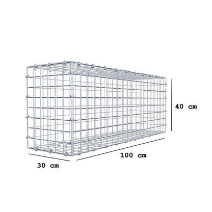 Gabion 100 cm x 40 cm x 30 cm (L x H x D), maskestørrelse 5 x 5 cm, spiralring