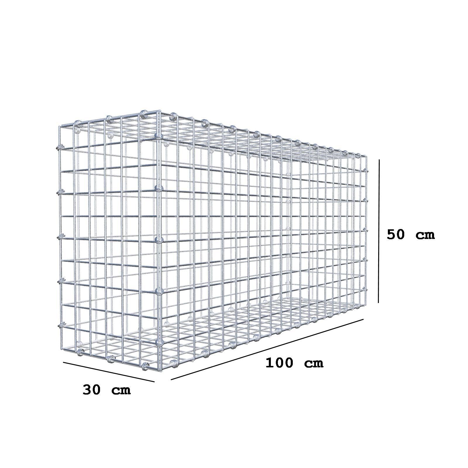 Gabbione 100 cm x 50 cm x 30 cm (L x H x P), maglia 5 x 5 cm, anello a spirale