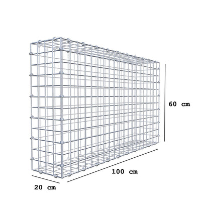 Gabion 100 cm x 60 cm x 20 cm (L x H x D), mesh size 5 x 5 cm, spiral ring
