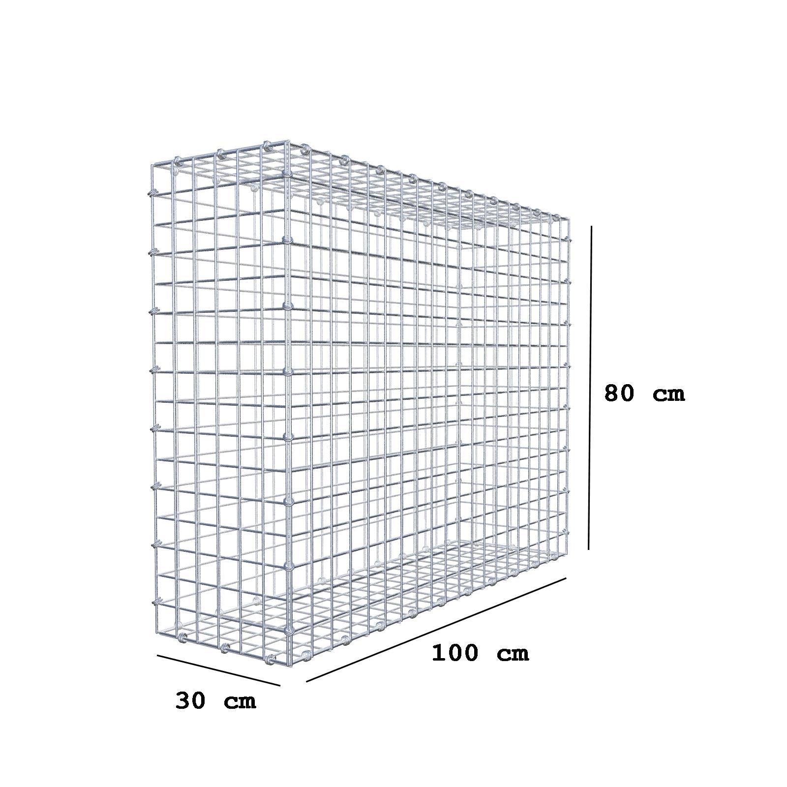 Gabbione 100 cm x 80 cm x 30 cm (L x H x P), maglia 5 x 5 cm, anello a spirale