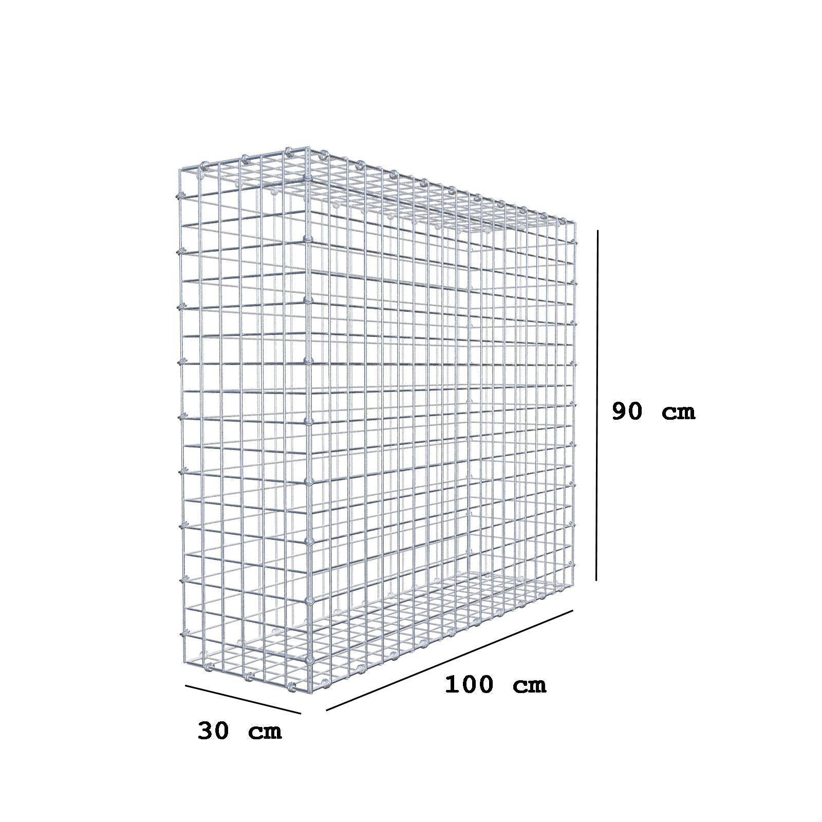 Gabbione 100 cm x 90 cm x 30 cm (L x H x P), maglia 5 x 5 cm, anello a spirale
