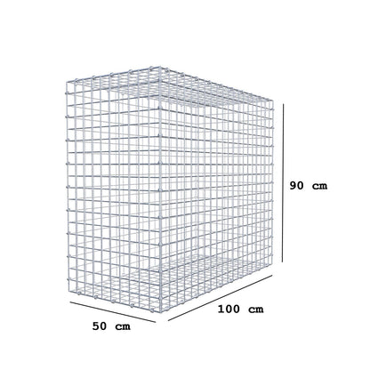 Gabione 100 cm x 90 cm x 50 cm (L x H x T), Maschenweite 5 x 5 cm, Spiralring