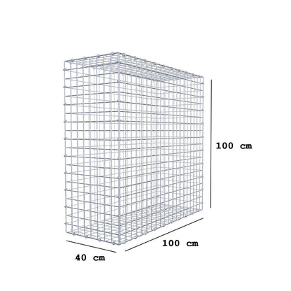 Gabion 100 cm x 100 cm x 40 cm (L x H x D), maskestørrelse 5 x 5 cm, spiralring