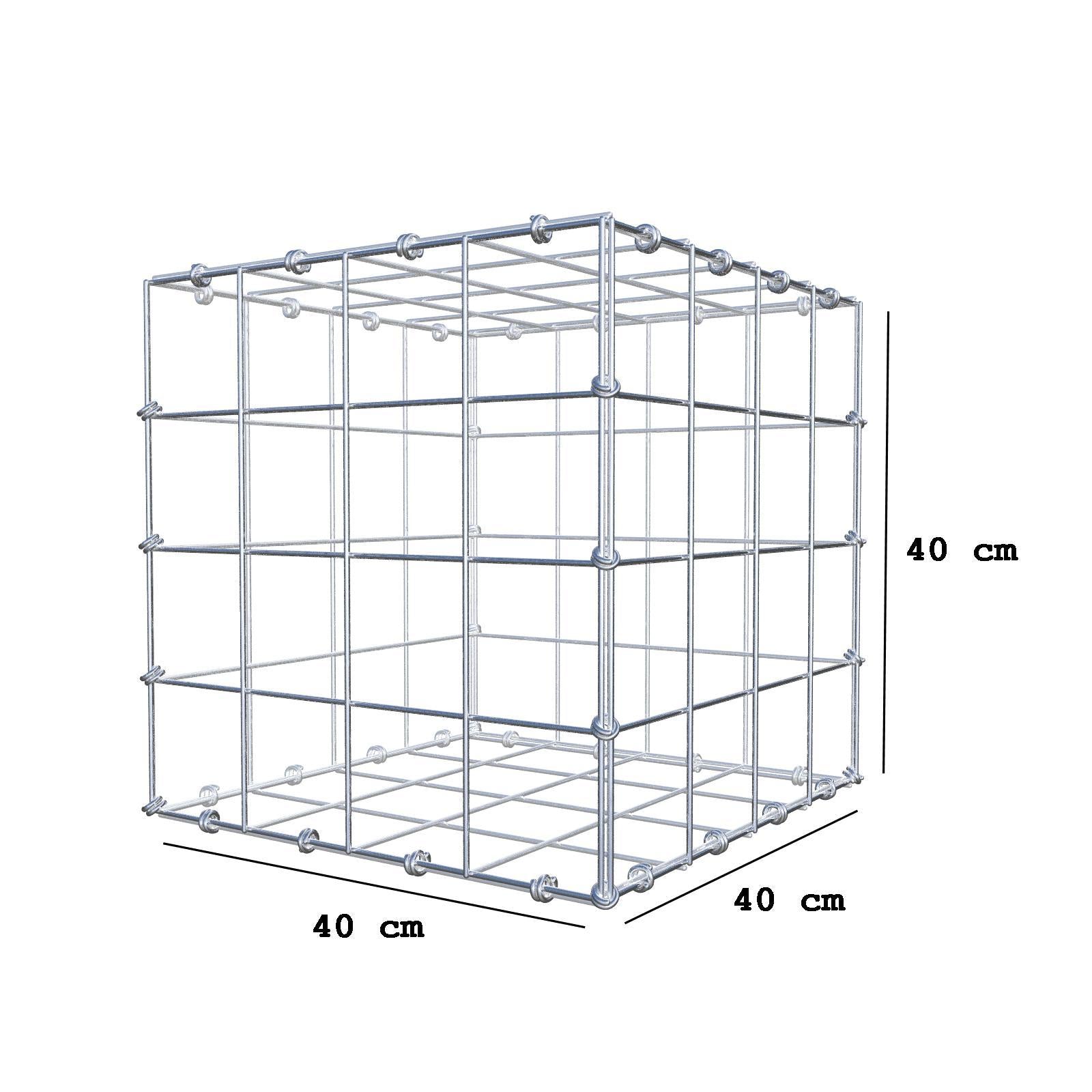 Gabbione 40 cm x 40 cm x 40 cm (L x H x P), maglia 10 x 10 cm, anello a spirale