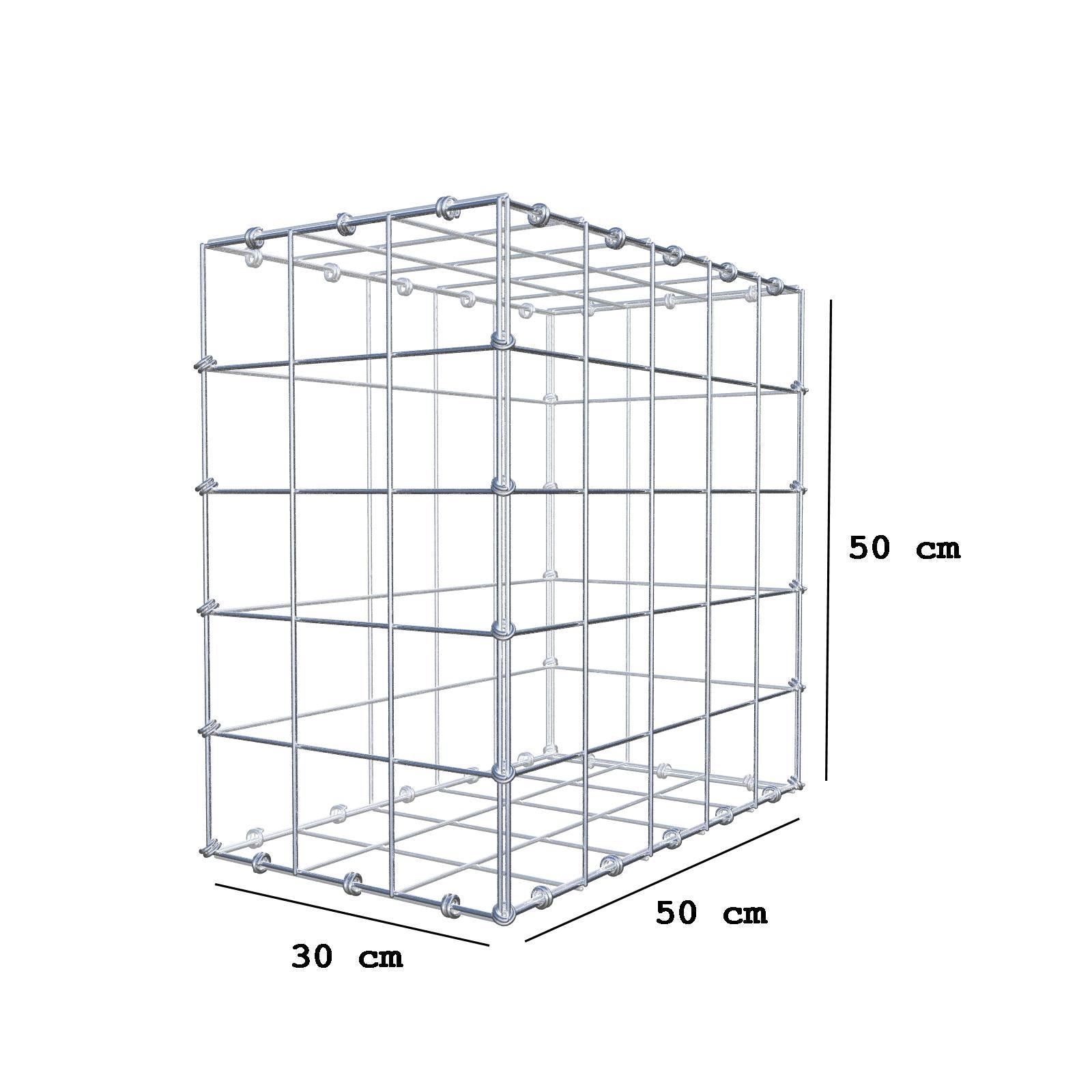 Gabione 50 cm x 50 cm x 30 cm (L x H x T), Maschenweite 10 x 10 cm, Spiralring