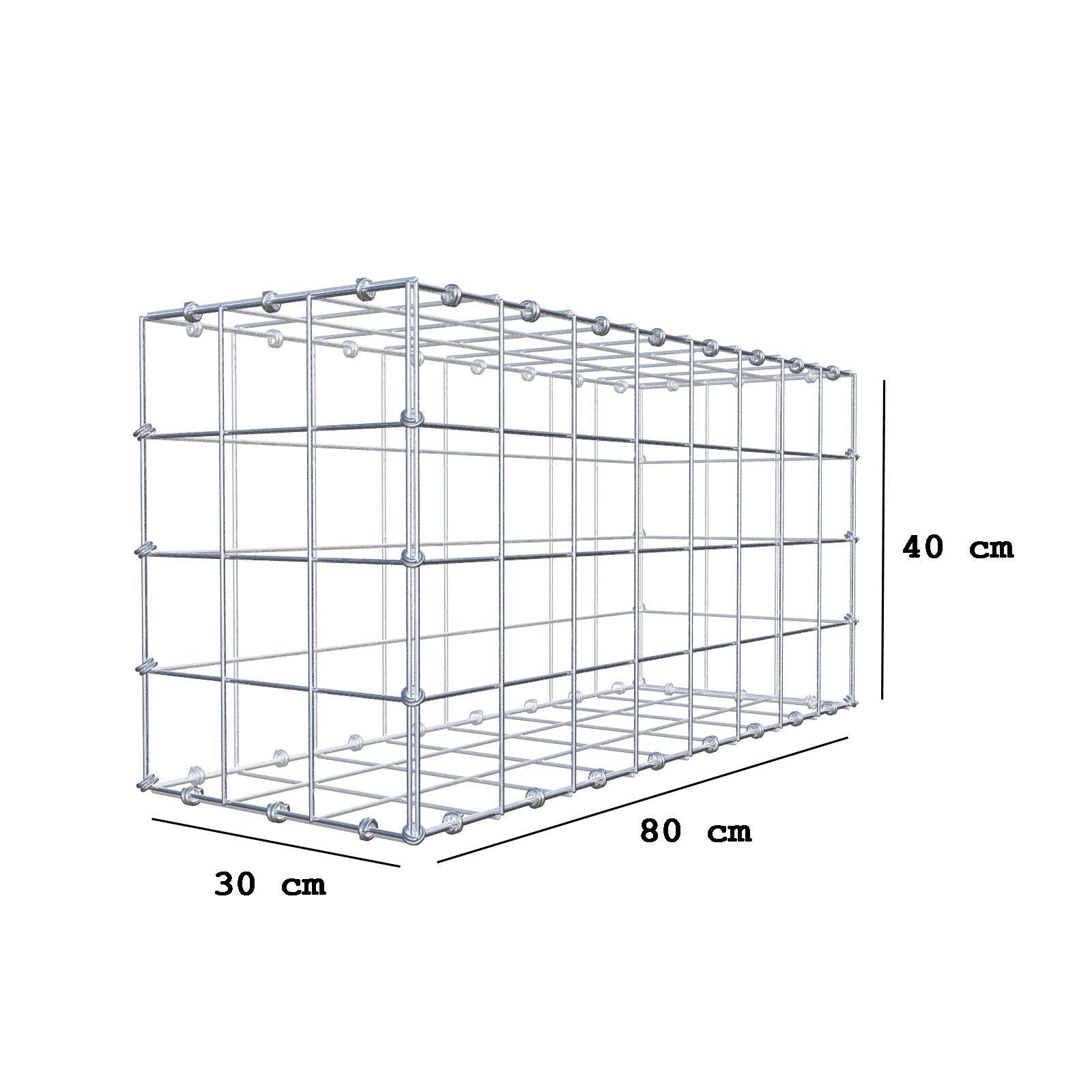 Gabione 80 cm x 40 cm x 30 cm (L x H x T), Maschenweite 10 x 10 cm, Spiralring