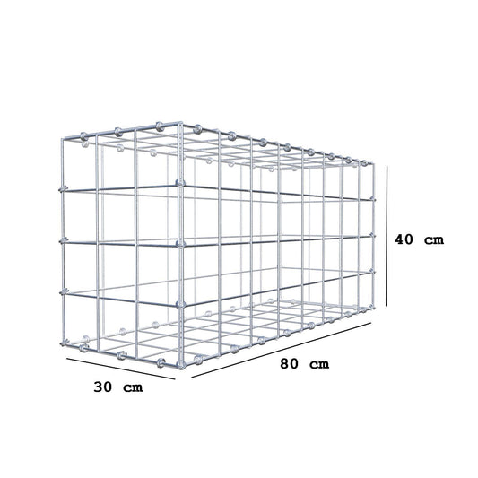 Gabion 80 cm x 40 cm x 30 cm (L x H x P), mailles 10 x 10 cm, anneau en spirale