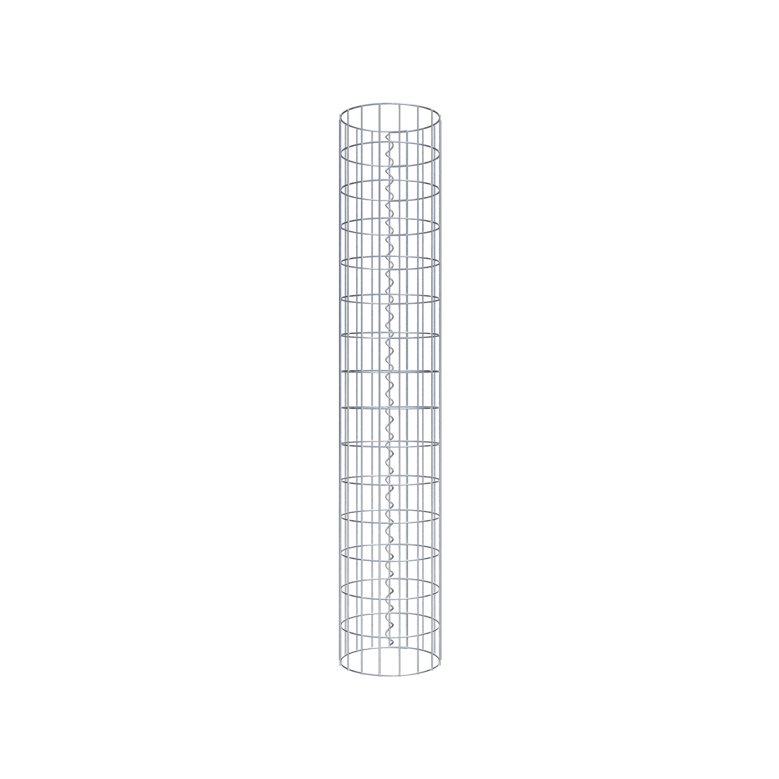 Coluna de gabião com diâmetro de 27 cm, malha redonda de 5 x 10 cm